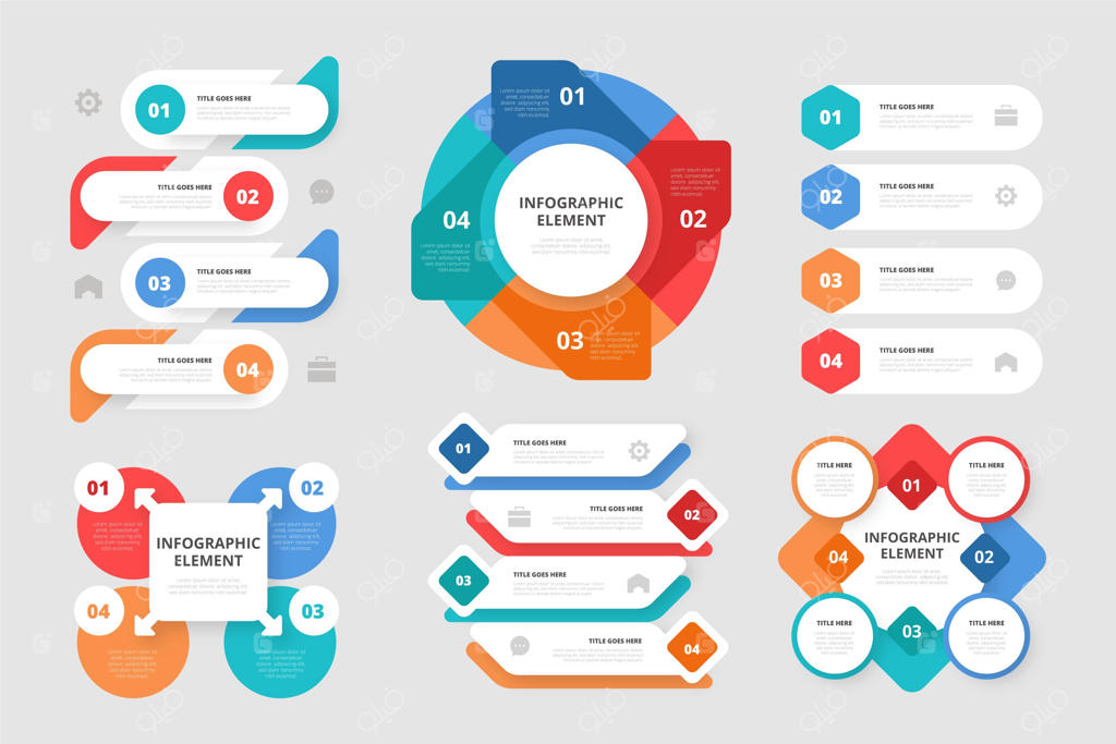 مجموعه عناصر اینفوگرافیک تخت