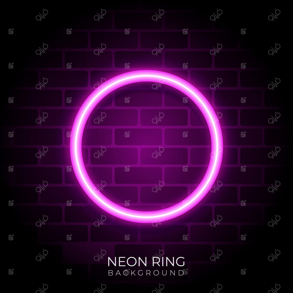 پس‌زمینه حلقه نئونی صورتی روی دیوار