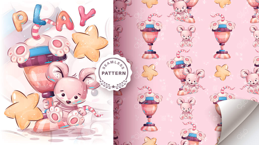 شخصیت کارتونی: ماوس بامزه در حال بازی