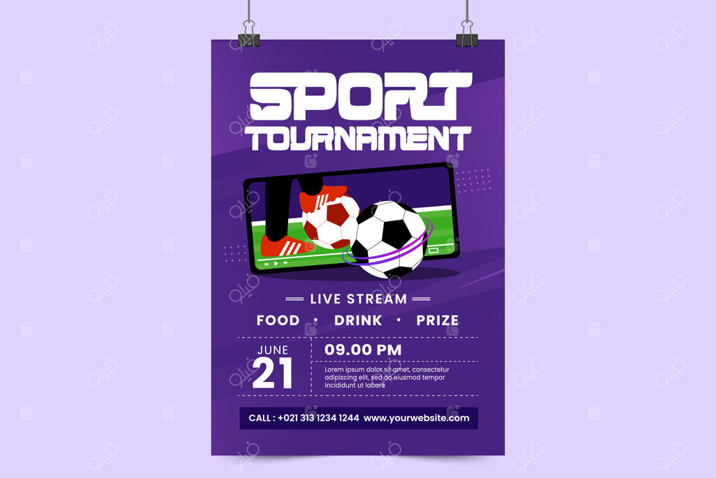 قالب طراحی پوستر یا فلایر مسابقات فوتبال - آسان برای شخصی‌سازی
