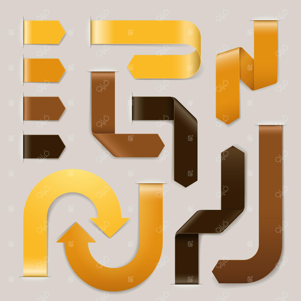 مجموعه پیکان‌های نواری مدرن روی زمینه خاکستری