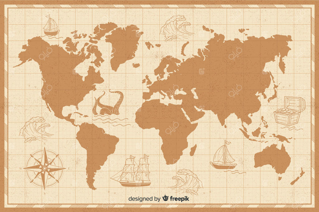 نقشه جهان قدیمی با مرزها