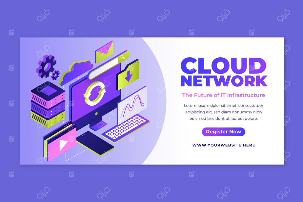 پترن بنر رایانش ابری با گرادیان رنگی