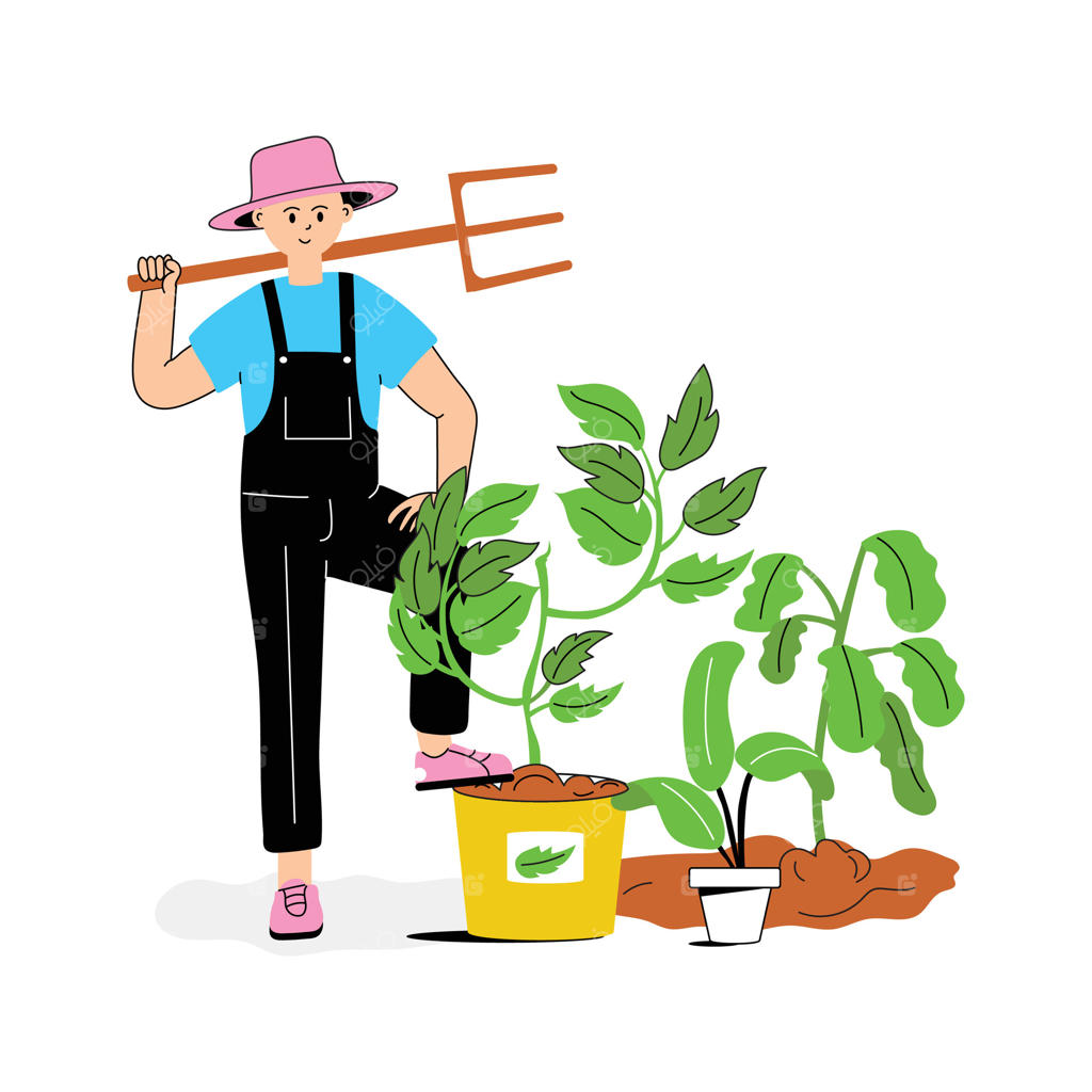 باغبانی که با دقت و محبت به گیاهان رسیدگی می‌کند