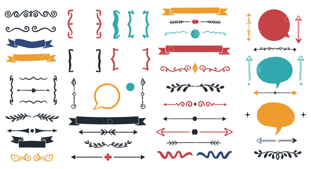 عناصر تزئینی متنوع و فلش‌های دست‌کشیده