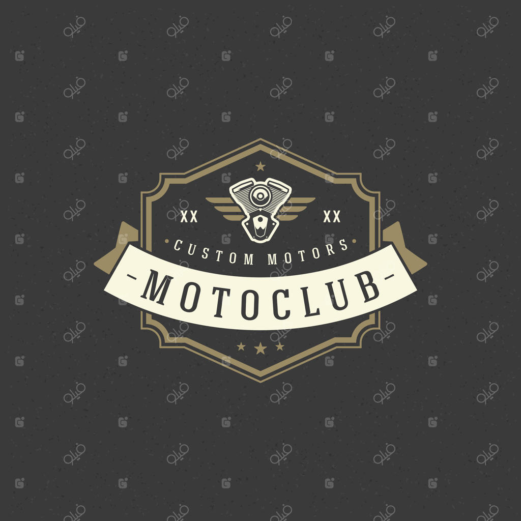 الگوی طراحی لوگوی باشگاه موتورسواری به سبک وینتیج