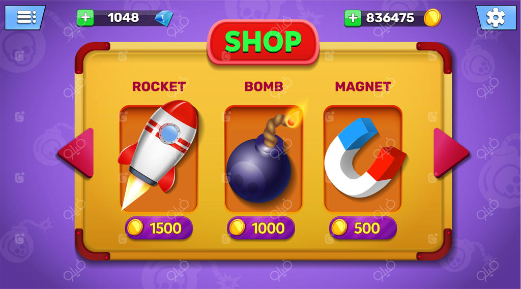 صفحه فروشگاه و منوی بازی فانتزی