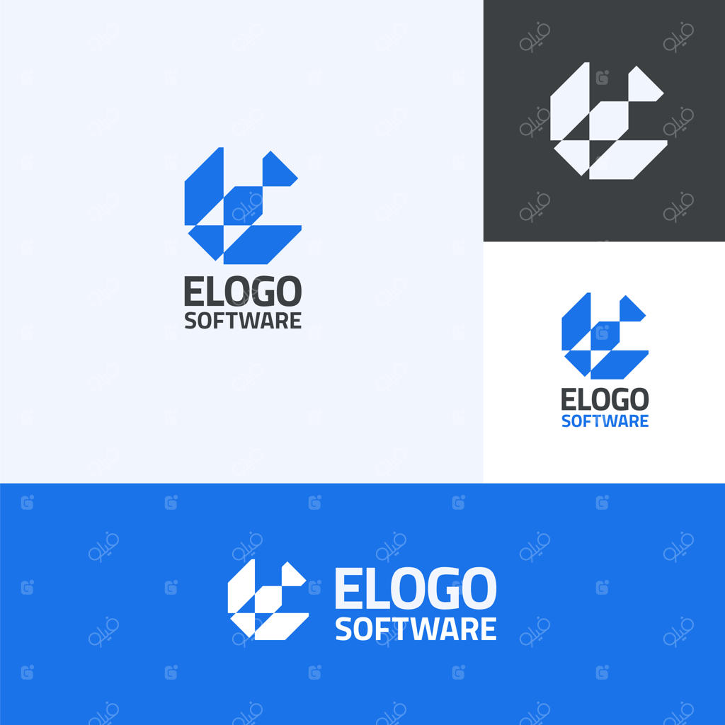 طراحی لوگوی مدرن حرف E برای برندینگ نرم‌افزار و نوآوری