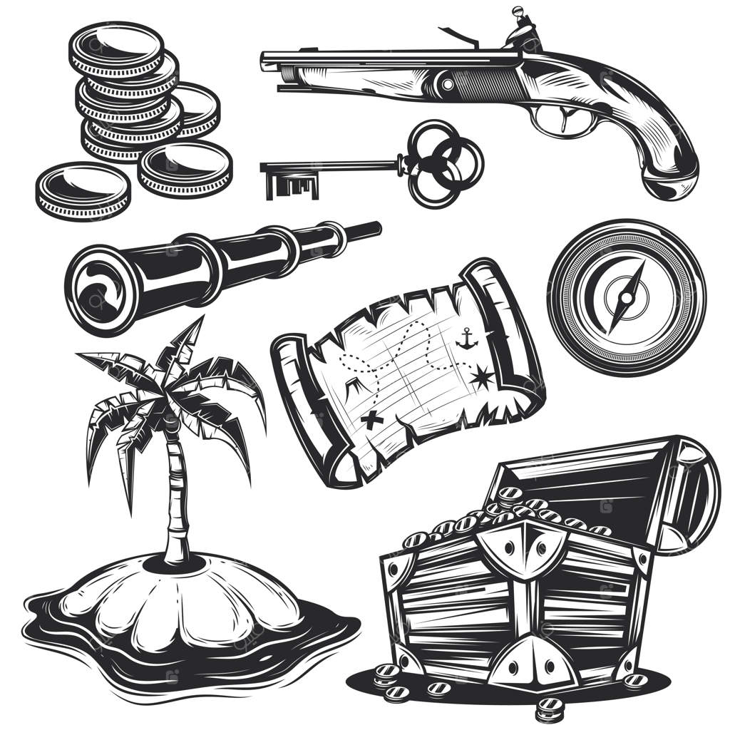 مجموعه‌ای از عناصر گنجینه برای ایجاد نشان‌ها، لوگوها، برچسب‌ها، پوسترها و غیره