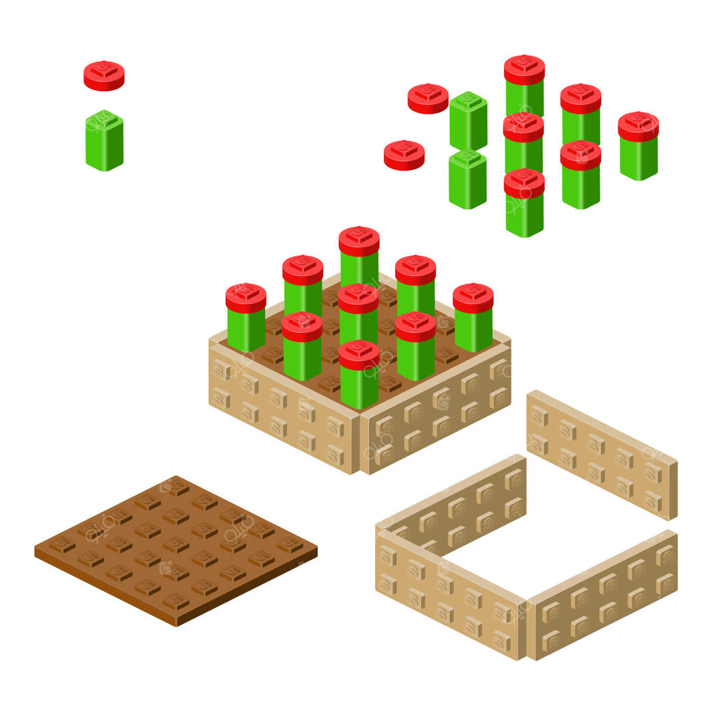 طرح باغچه باکس، ساخته شده از بلوک‌های پلاستیکی با رویکرد واسازی.