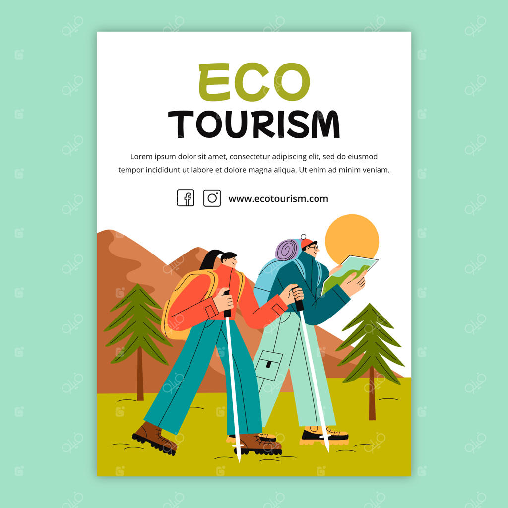 پترن پوستر عمودی برای آگاهی‌بخشی درباره گردشگری پایدار