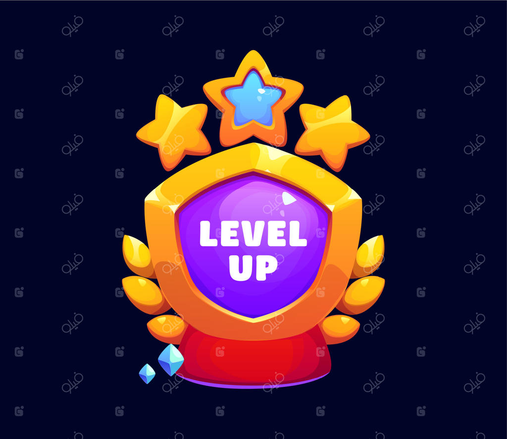 آیکون ارتقاء سطح برای نشان یا رتبه‌بندی در بازی