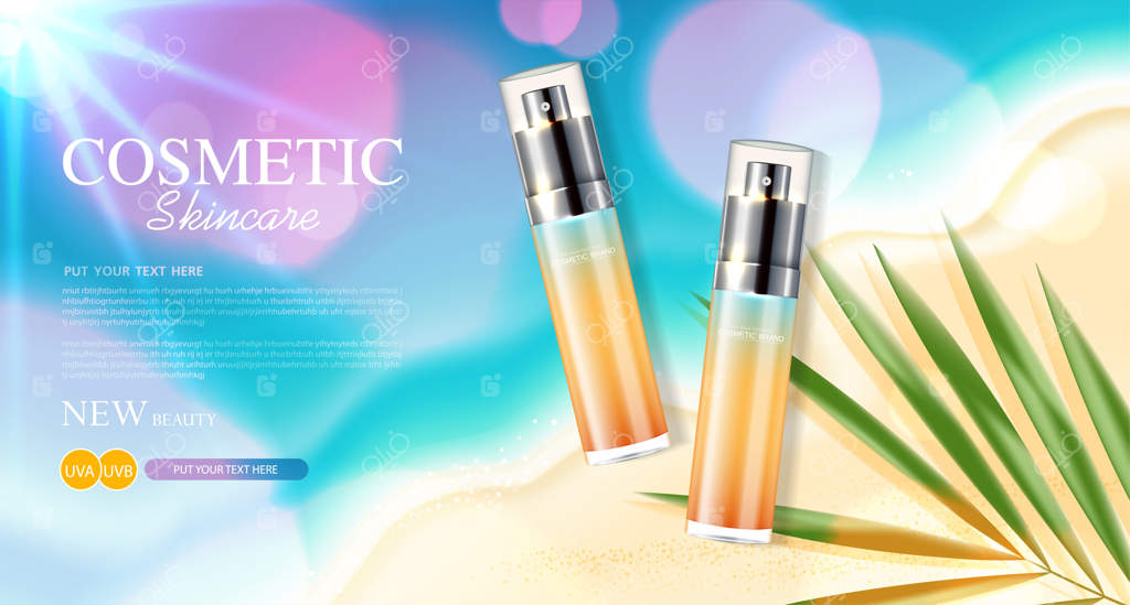 پترن تبلیغات ضدآفتاب طراحی محصولات آرایشی حفاظتی با کرم آبرسان یا مایع