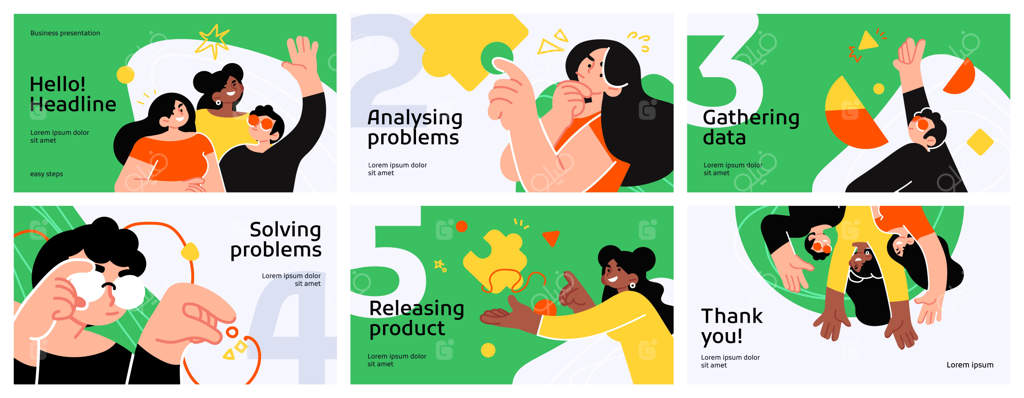 قالب طراحی پس‌زمینه اسلاید و ارائه با طرح سبز و افراد تجاری