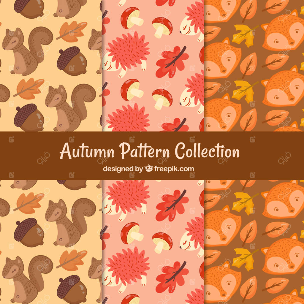 الگوهای پاییزی با حیوانات کارتونی