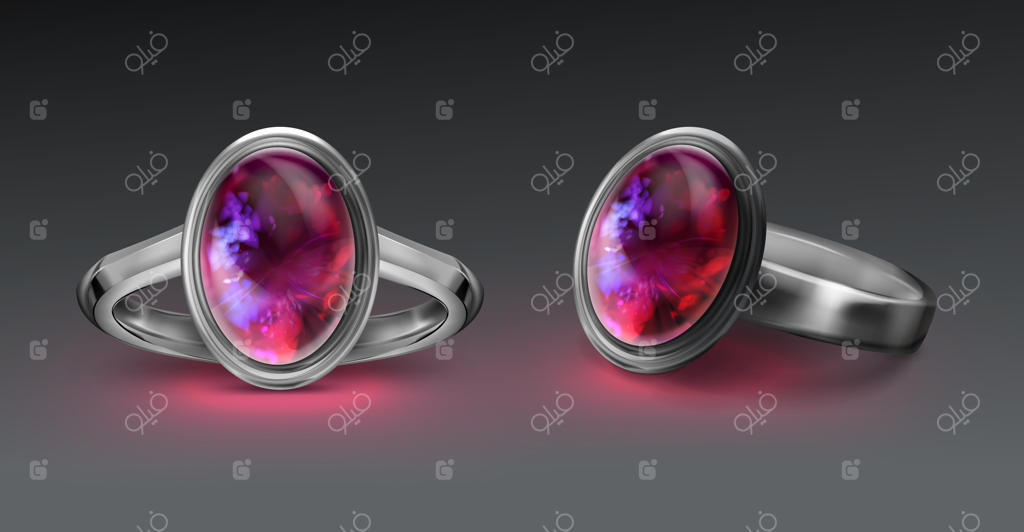 انگشتر نقره با اوپال آتشی درخشان