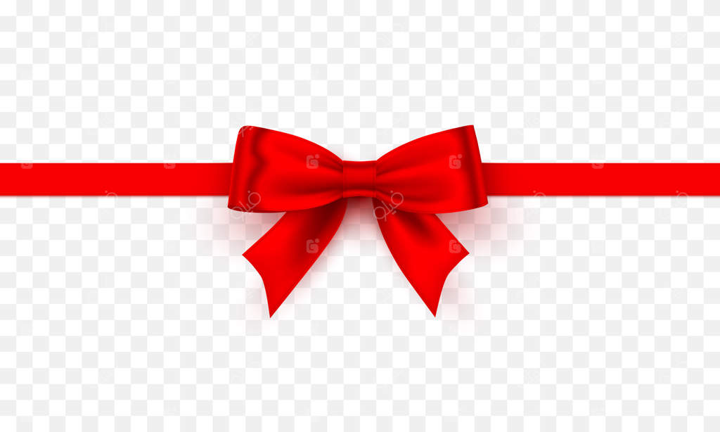 پاپیون با روبان قرمز در زمینه شفاف - تصویر وکتور