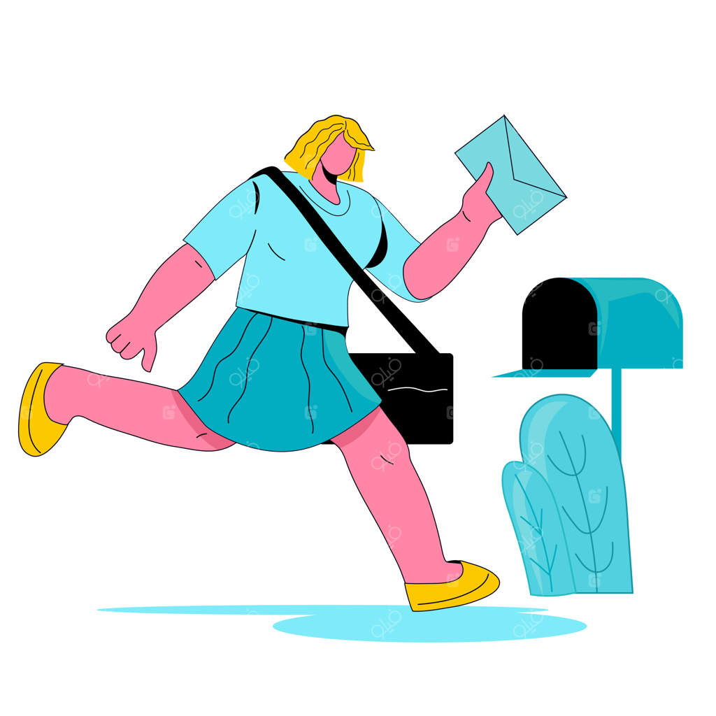 ارسال و دریافت پیام با خدمات ایمیل و پست - تصویر برداری کارتونی جذاب و ساده