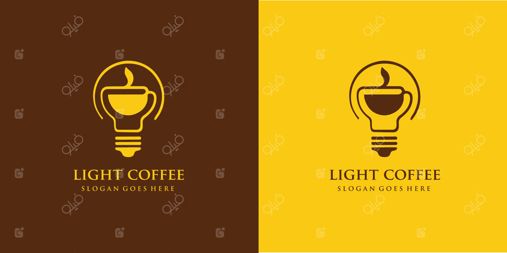 طراحی لوگوی حرفه‌ای ایده قهوه با دانه و لامپ (SVG)