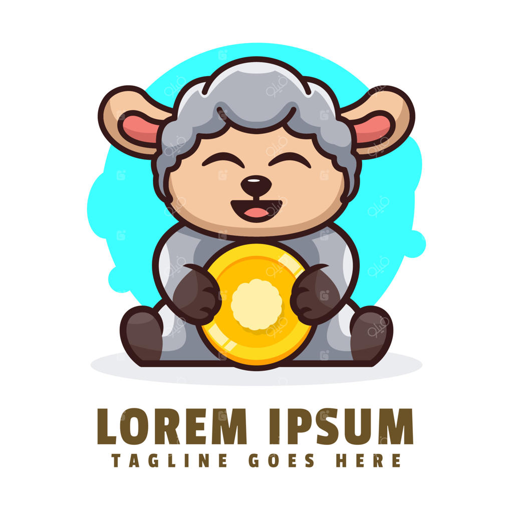 لوگوی کارتونی گوسفند سکه به دست