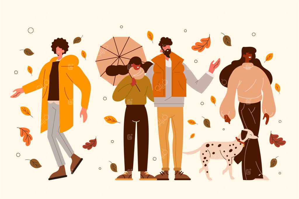 تصویرسازی تخت از مردم در پاییز