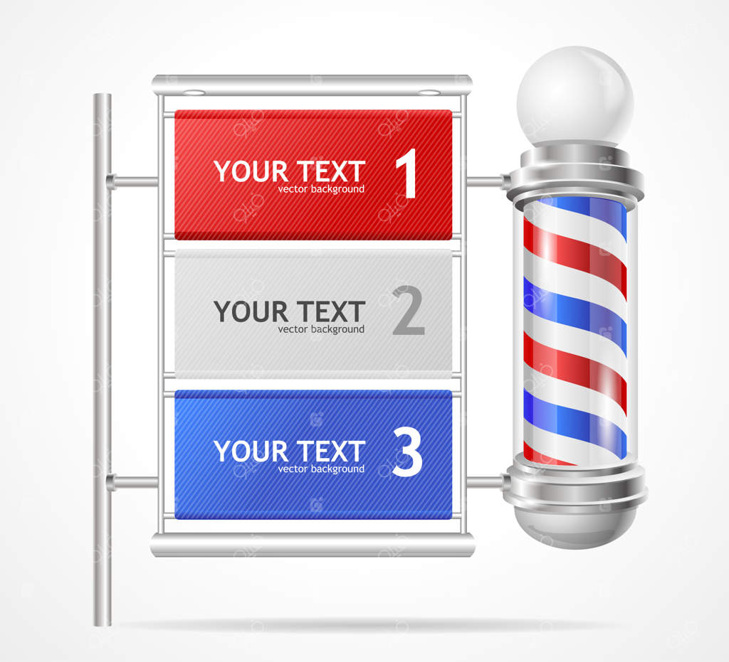 تصویرسازی، بنر انتخاب میله آرایشگاه، گزینه‌های شماره‌گذاری شده.