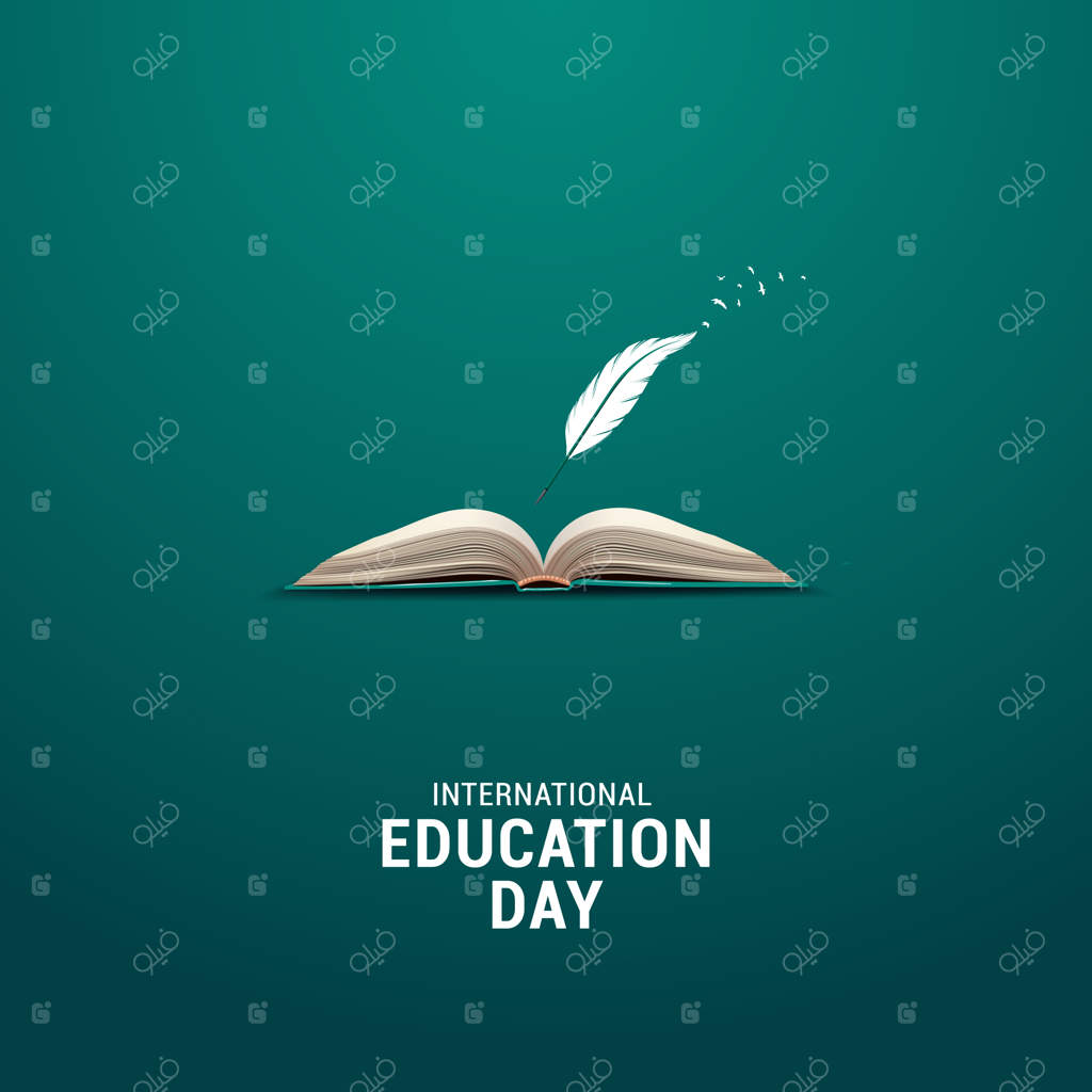 طراحی مفهومی روز بین‌المللی آموزش برای پوستر و بنر به صورت سه‌بعدی