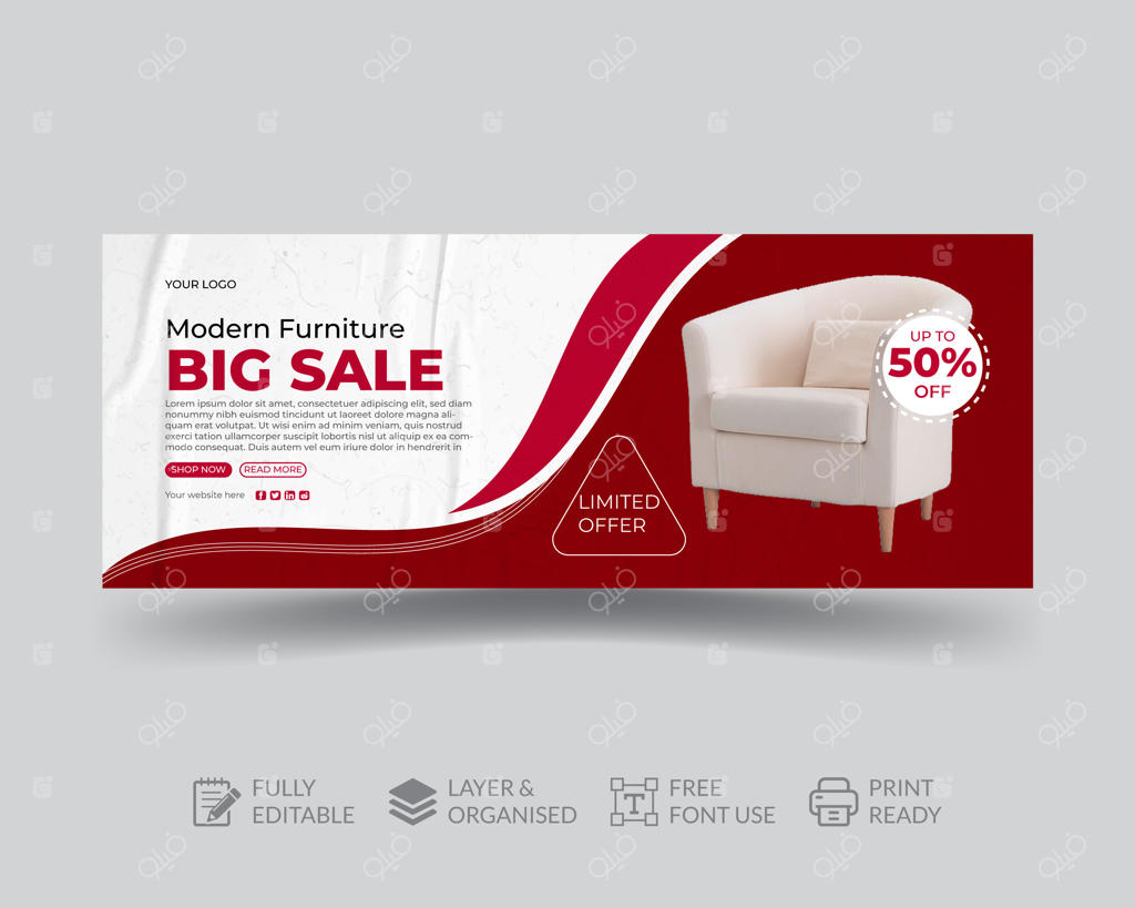 قالب طراحی خلاقانه بنر مبلمان