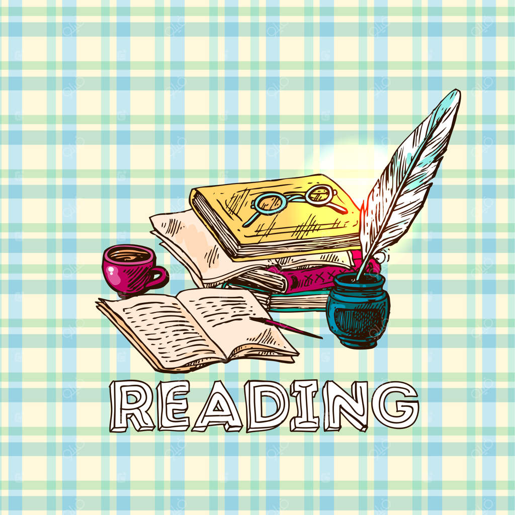 مجموعه زیبای نقاشی دستی وکتور از خواندن کتاب