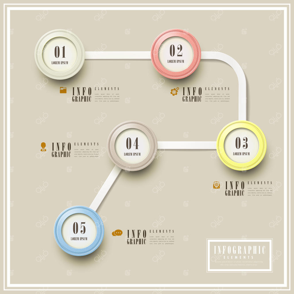 طراحی قالب اینفوگرافیک با عناصر دایره‌ای به سبک ساده