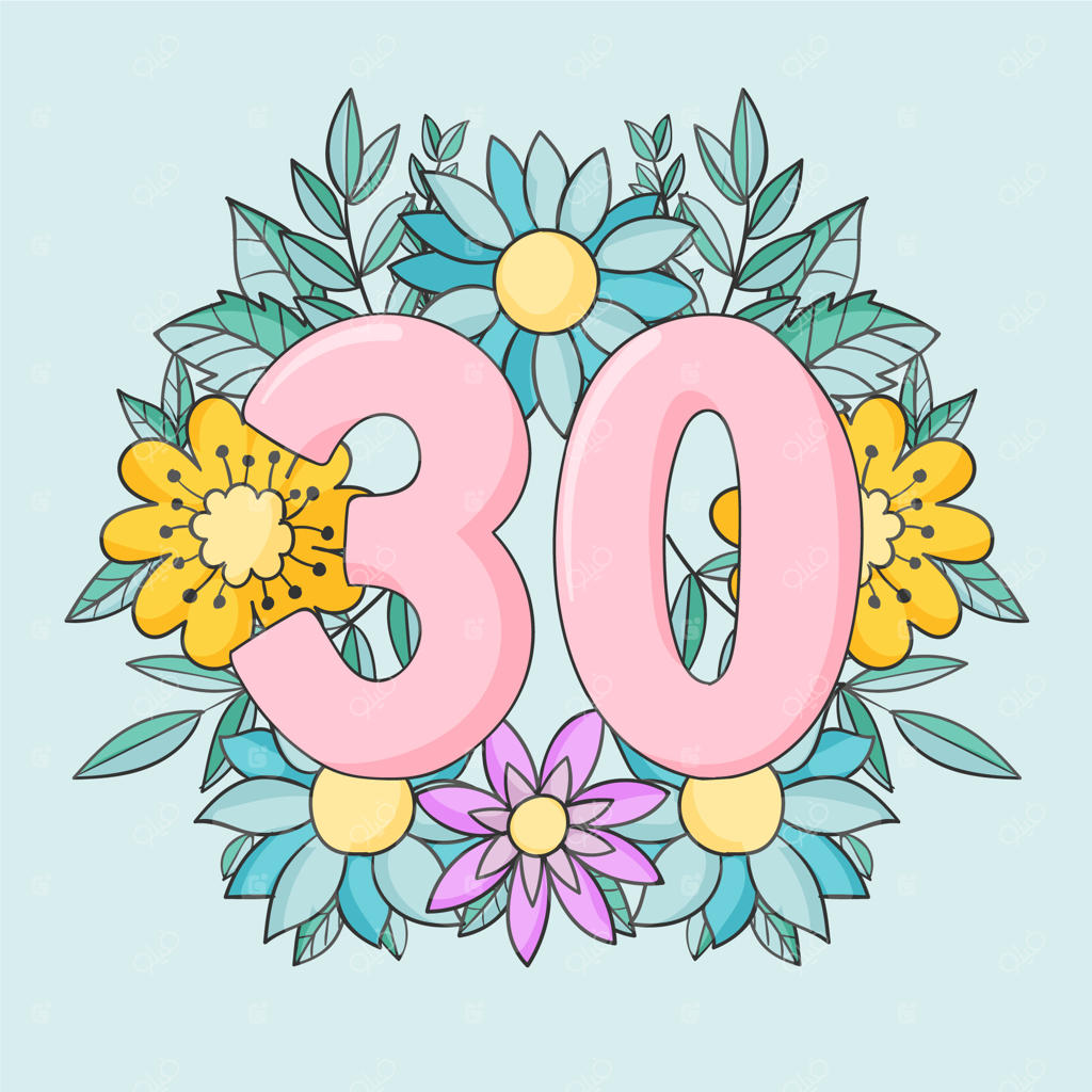 جشن تولد یا سالگرد سی‌ام با طراحی دستی