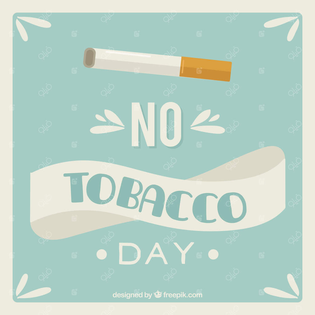 پس‌زمینه آبی با سیگار برای روز بدون دخانیات