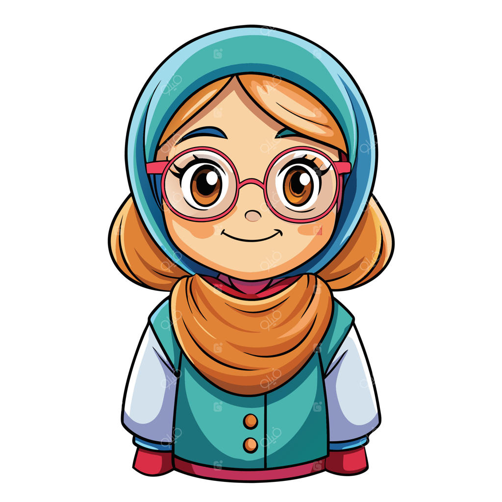 دختر کارتونی با عینک و شال