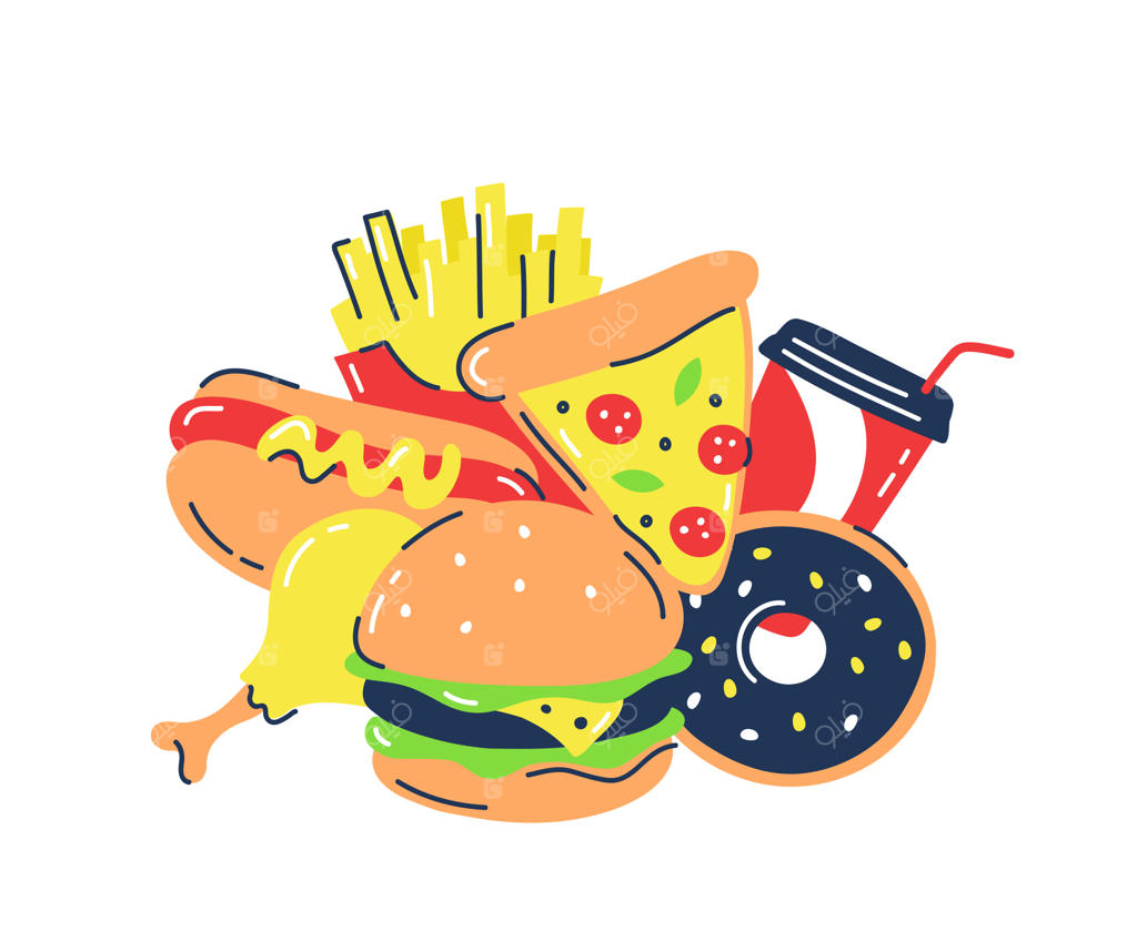 برگر، پیتزا، دونات، هات‌داگ و سایر محصولات فست‌فود