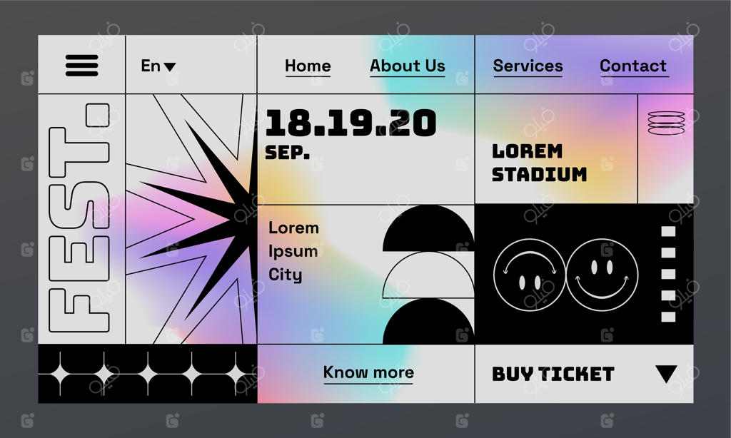 طراحی قالب صفحه فرود به سبک بروتالیسم