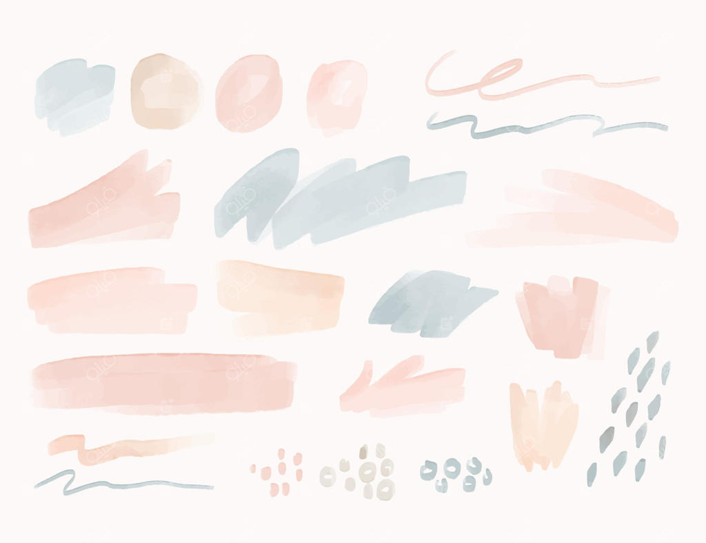 لکه‌ها و رد قلم‌موی آبرنگی انتزاعی