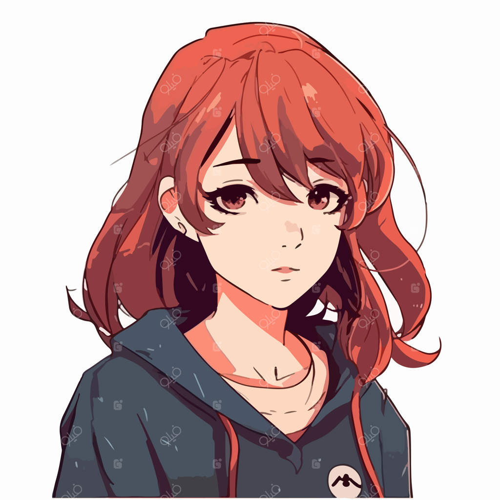 تصویرسازی برداری طراحی شخصیت دختر انیمه ای جوان