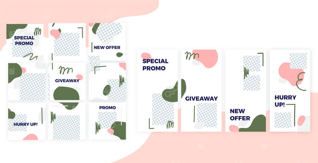 قالب مجموعه استوری‌ها و پست‌های اینستاگرام