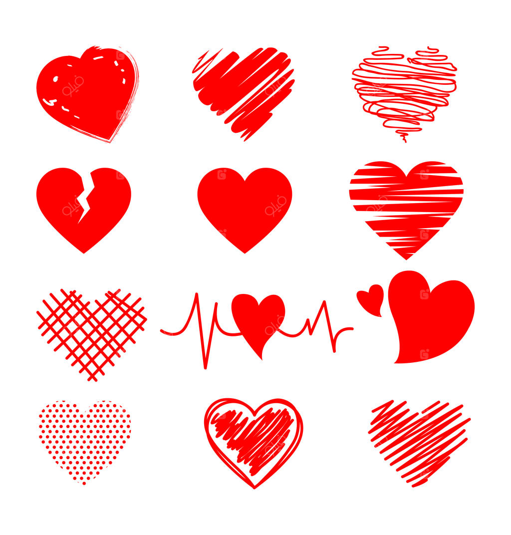 وکتور رایگان قلب قرمز طرح دستی