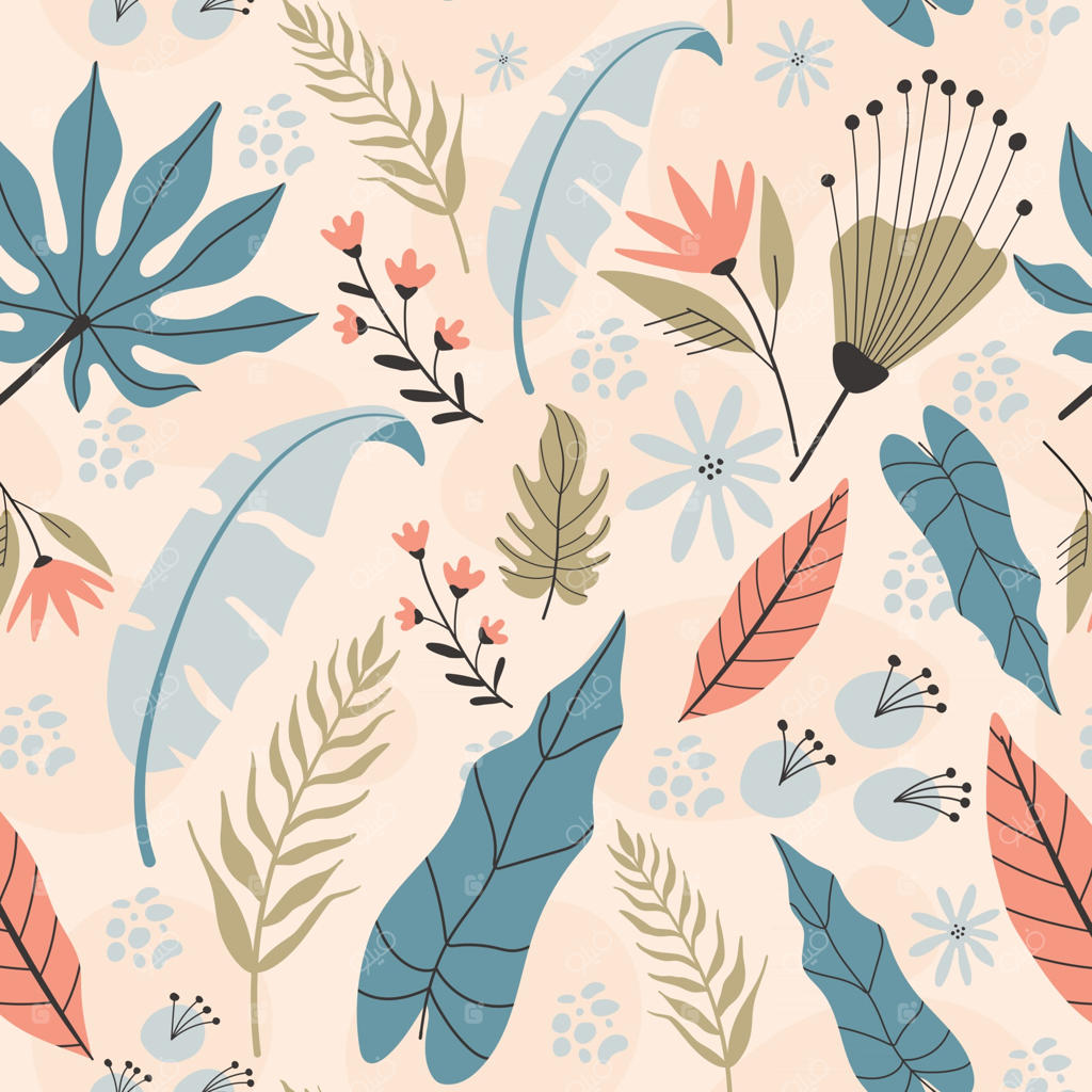 طرح یکپارچه استوایی با نقاشی‌های دستی.