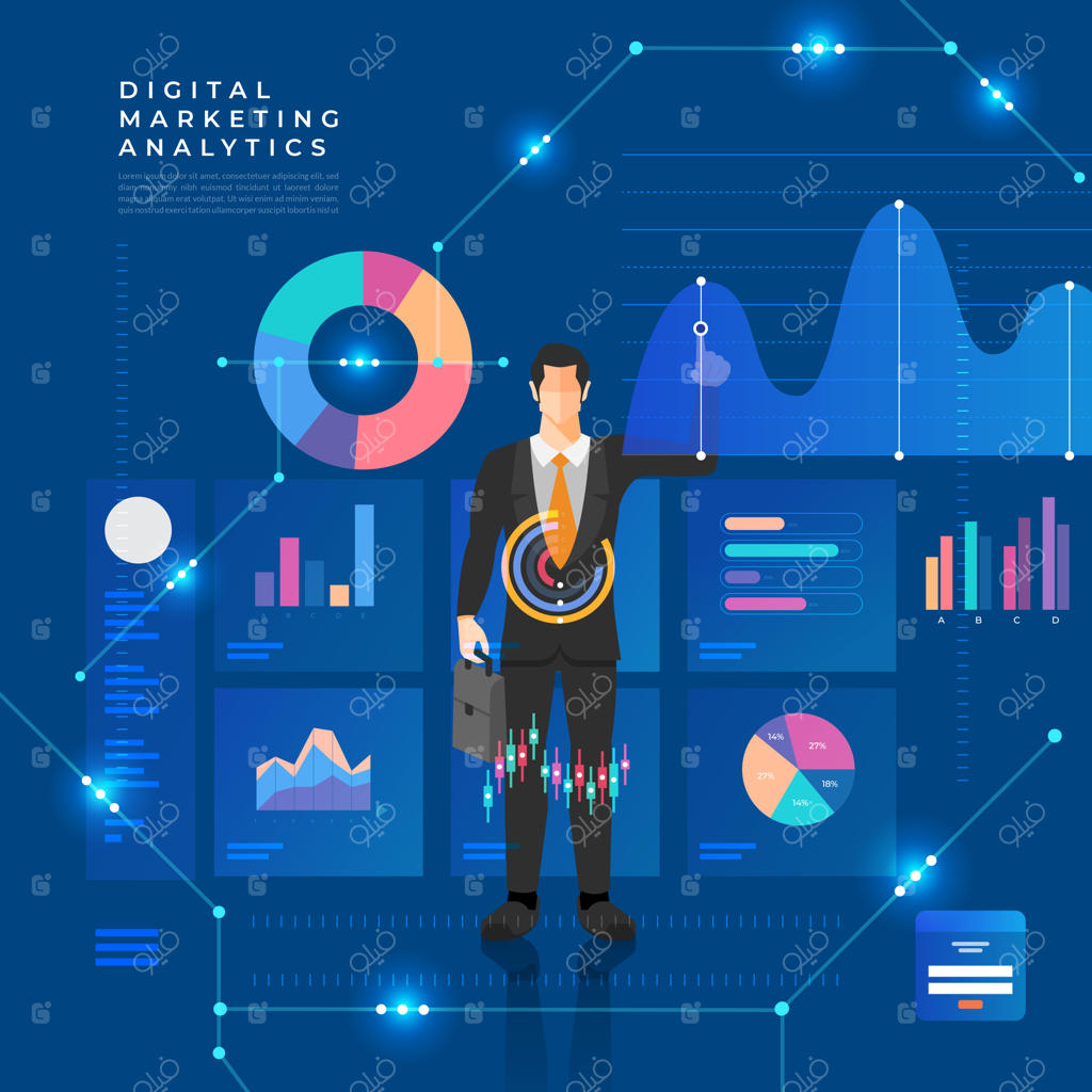 تحلیل مفهومی داده‌ها: رشد بازاریابی را با نمودارها و گراف‌ها تجسم کنید. یک تصویرسازی.