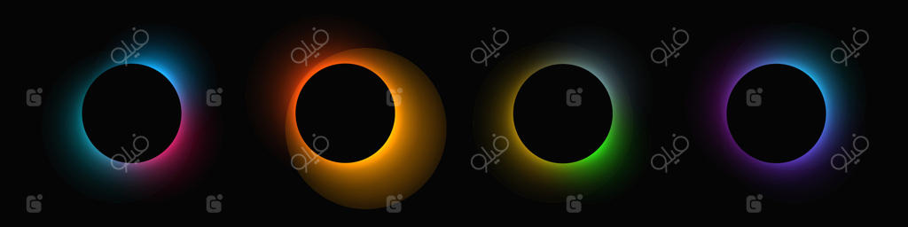 مجموعه قاب‌های نوری دایره‌ای با گرادیان رنگی