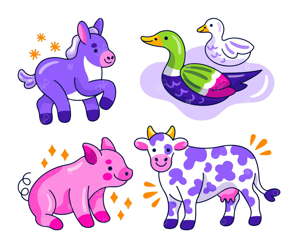 مجموعه استیکرهای خلاقانه حیوانات