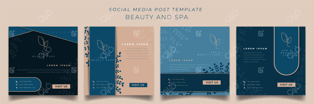 مجموعه قالب‌های پست شبکه‌های اجتماعی با پس‌زمینه لوکس برای تبلیغات اسپا