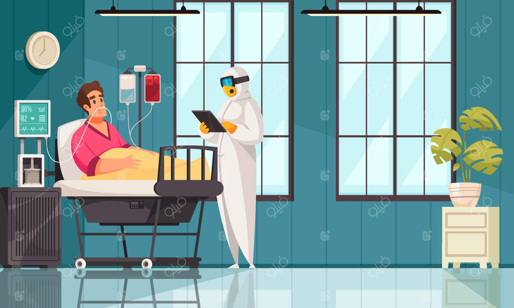 همه‌گیری ویروس کرونا با حضور دکتری در لباس محافظ و بیماران متصل به اکسیژن