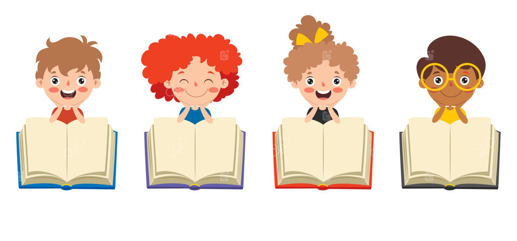 کودکان شاد در حال درس خواندن و یادگیری