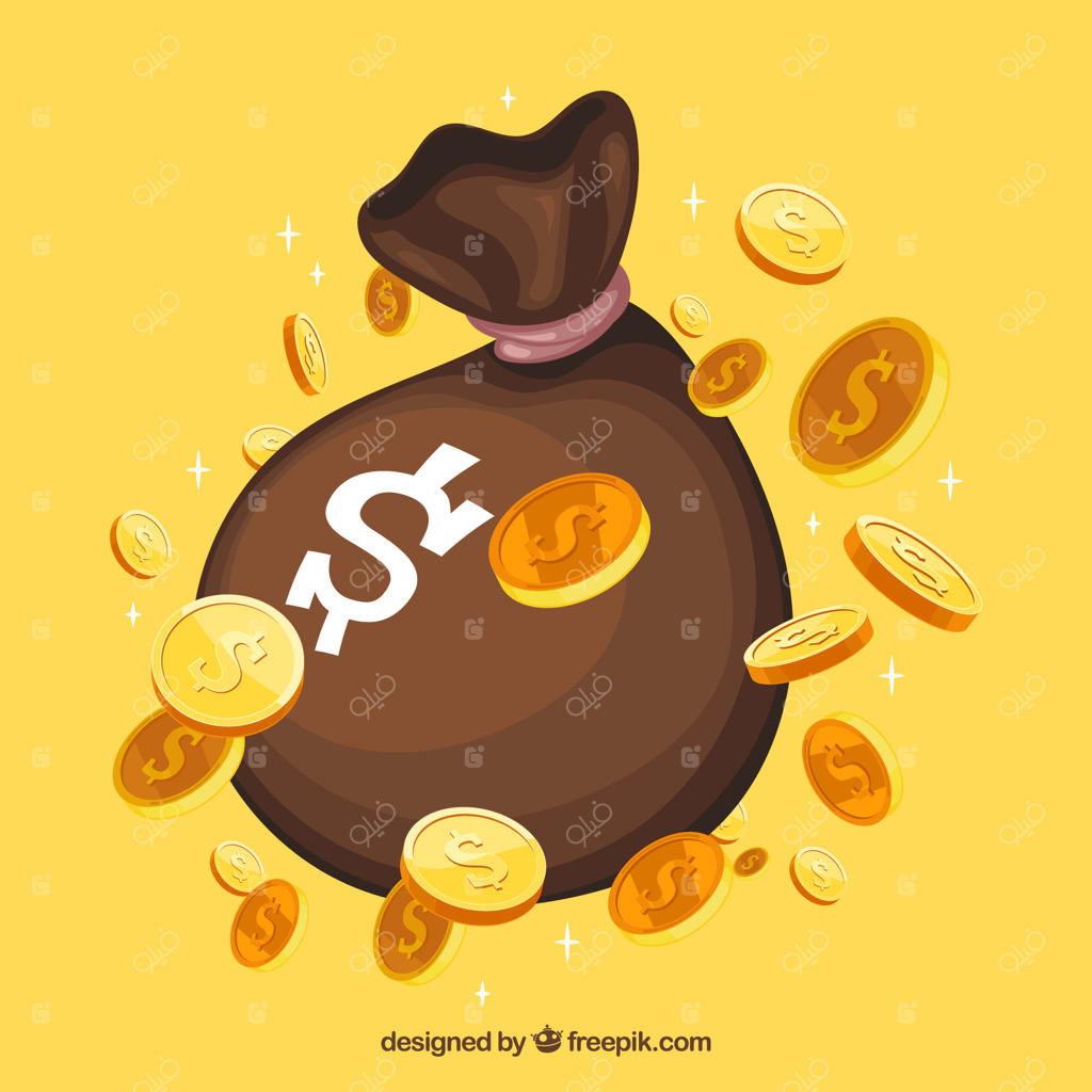 کیسه پول با پس‌زمینه زرد