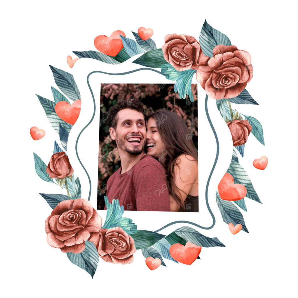 قالب قاب عکس عاشقانه با طرح آبرنگی