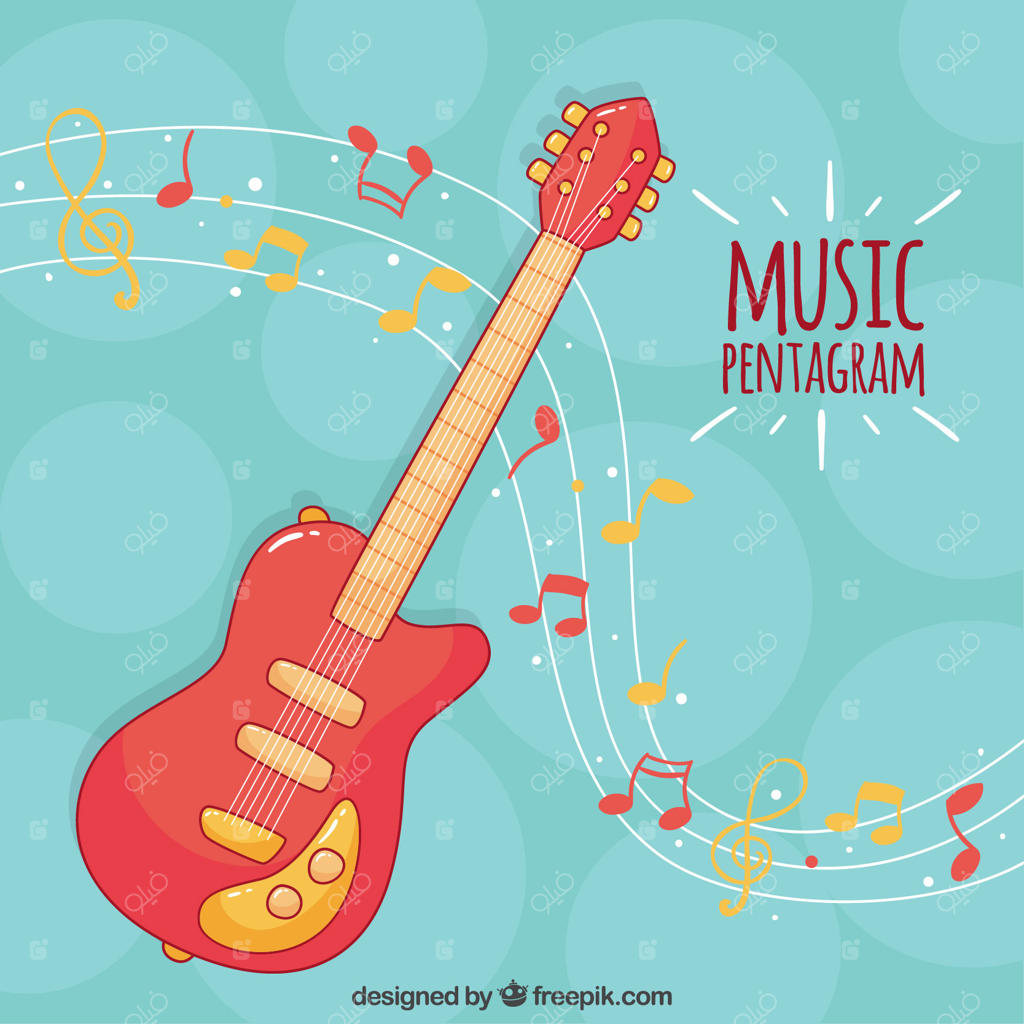 پس‌زمینه گیتار الکتریک با ستاره پنج‌پر