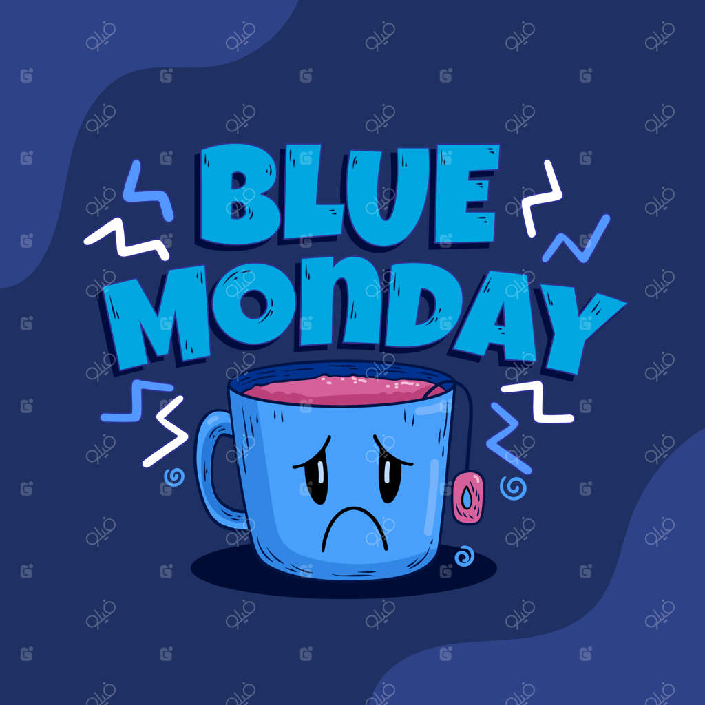 تصویرسازی متنی "دوشنبه‌ی آبی" به صورت دست‌ساز